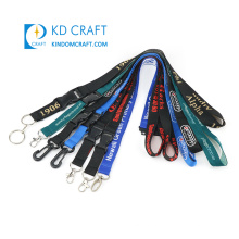 China wholesale bulk cheap embroidered keychain neck strap single custom brand name embroidery woven lanyard